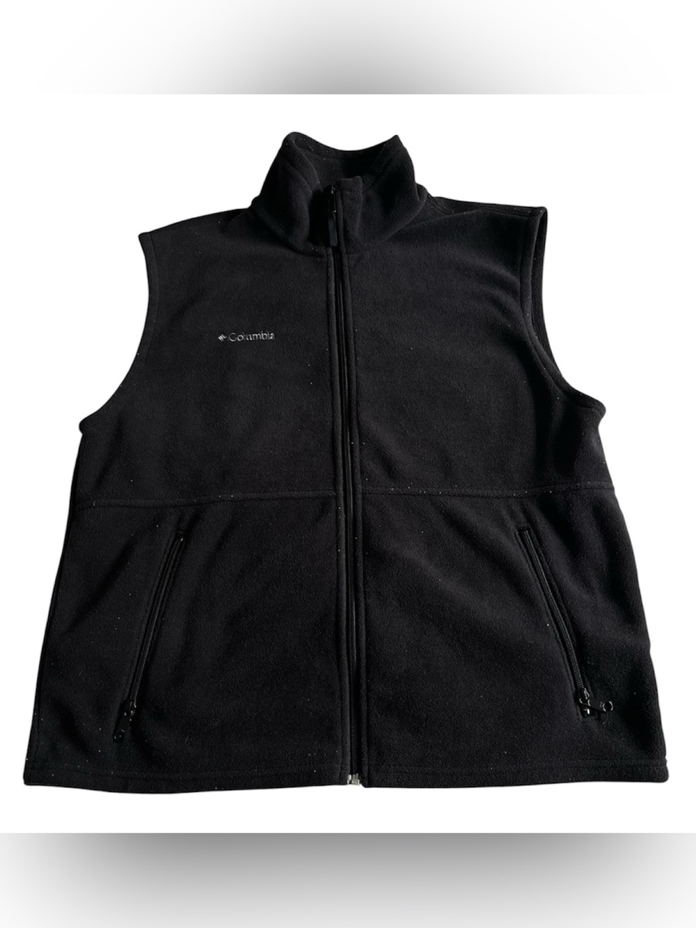 Columbia Vest Mens Large Black Fleece Full Zip Pockets Outdoor Warm